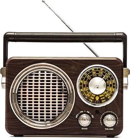 Φωτογραφία προϊόντος: OEM CMiK Φορητό Retro Επαναφορτιζόμενο Ραδιόφωνο με λειτουργία Bluetooth Καφέ MK-612