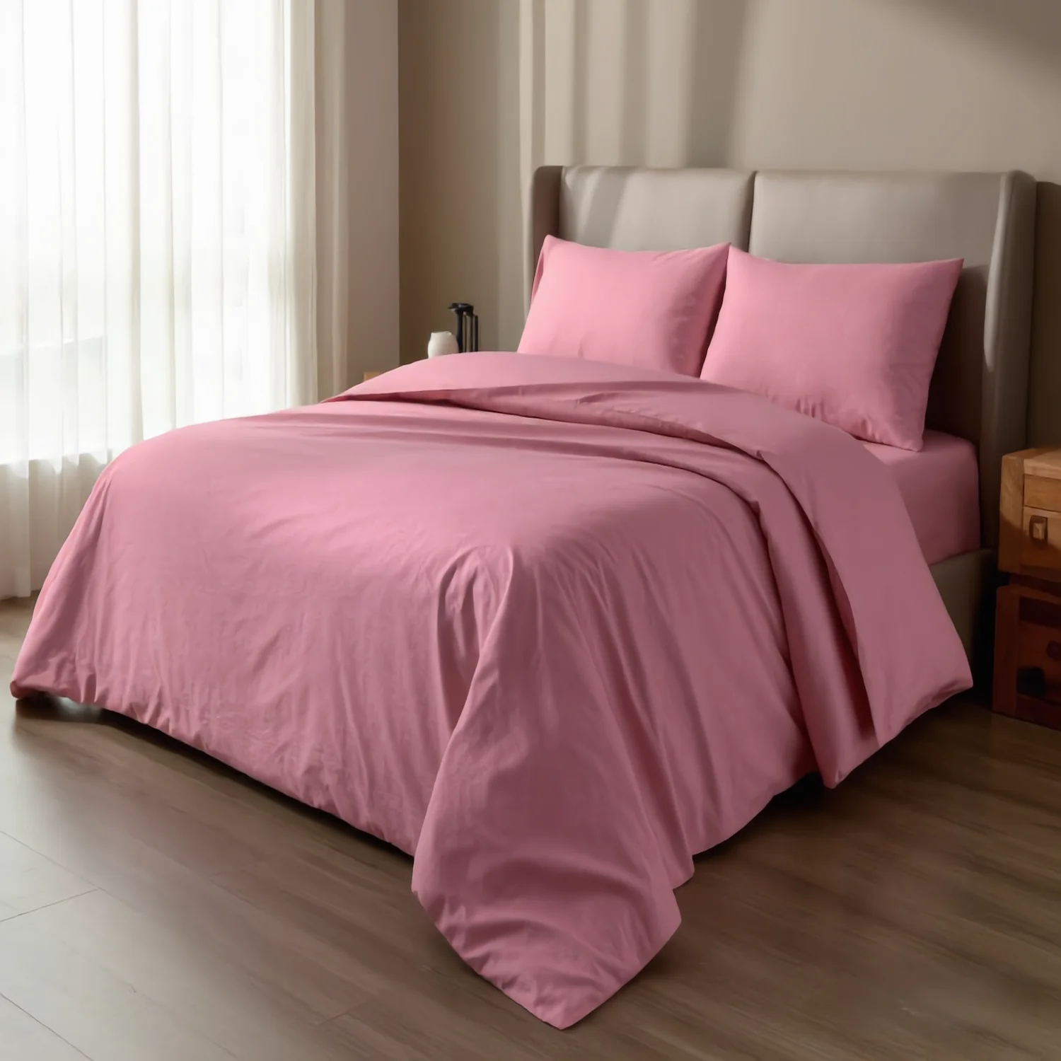 Φωτογραφία προϊόντος: MayHome Σετ Πάπλωμα Polycotton King Size (Π: 260cm x Μ: 240cm) – 2224244318 Μονόχρωμο Ροζ
