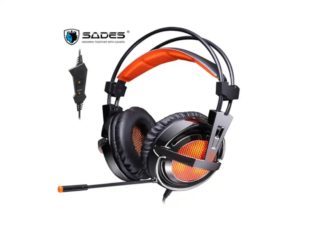 Φωτογραφία προϊόντος: Ακουστικά Sades A6 Over Ear Gaming Headset USB Πορτοκαλί