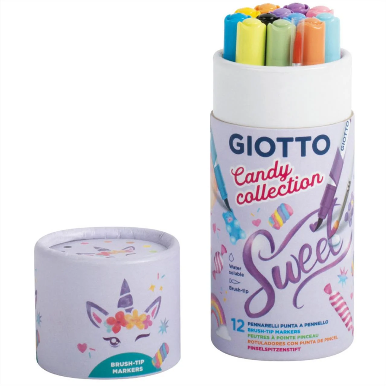 Φωτογραφία προϊόντος: Giotto Μαρκαδόροι Πινέλο Candy Collection 12 Xρώματα - 000427700