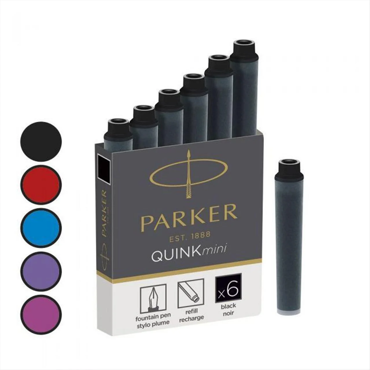 Φωτογραφία προϊόντος: Parker Μελάνη Quink ink mini 6τεμ Μαύρο - 1185.2386.11