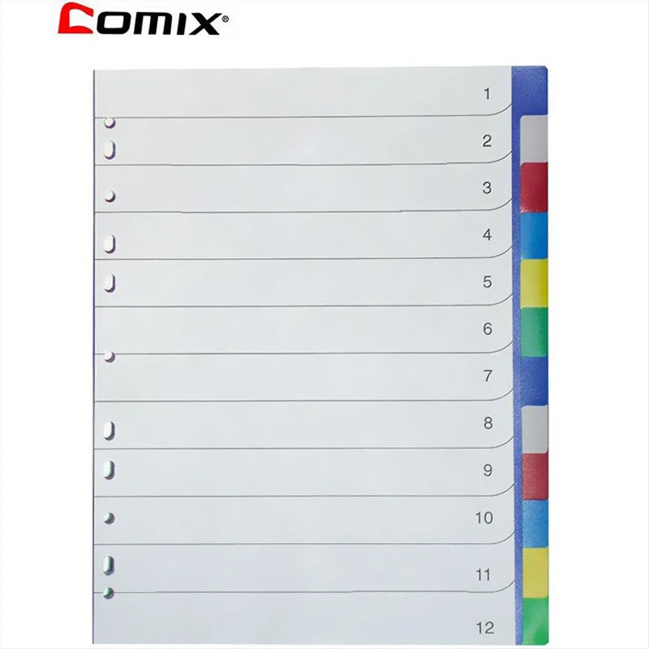 Φωτογραφία προϊόντος: COMIX Διαχωριστικά Πλαστικά Α4 1-12 Χρωματιστά - 04925