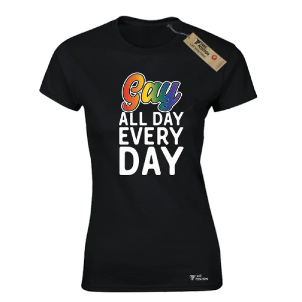 Φωτογραφία προϊόντος: Γυναικείο T-Shirt Gay all Day Μαύρο – Takeposition Pride Edition