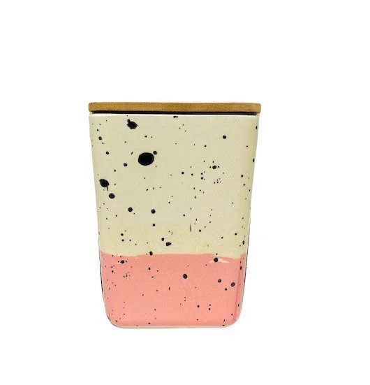 Φωτογραφία προϊόντος: Δοχείο Φυσικό Bamboo 9x18 cm 100% Οικολογικό White Pink Dots