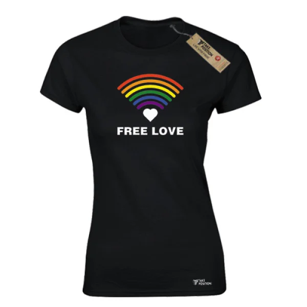 Φωτογραφία προϊόντος: Γυναικείο T-Shirt Free Love Μαύρο – Takeposition Pride Edition