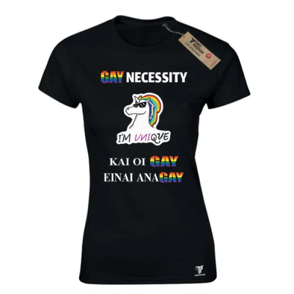 Φωτογραφία προϊόντος: Γυναικείο T-Shirt Gay Necessity Μαύρο – Takeposition Pride Edition