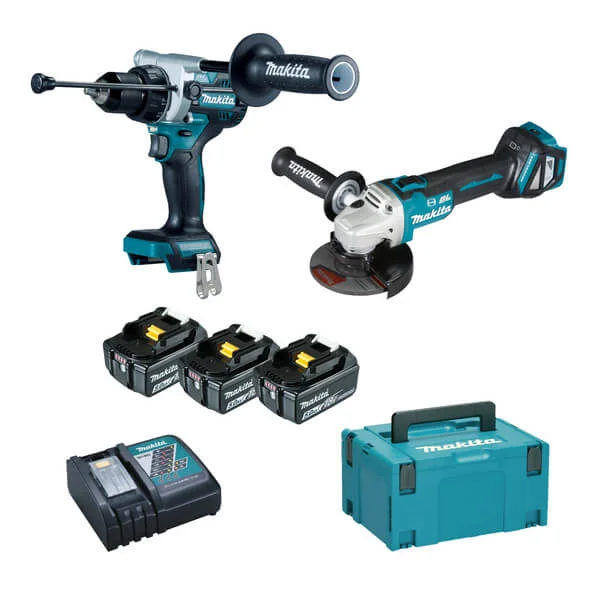 Φωτογραφία προϊόντος: MAKITA DLX2435TJ Γωνιακός Τροχός + Δραπανοκατσάβιδο Σετ 18V με 3 Μπαταρίες 5Ah και Θήκη