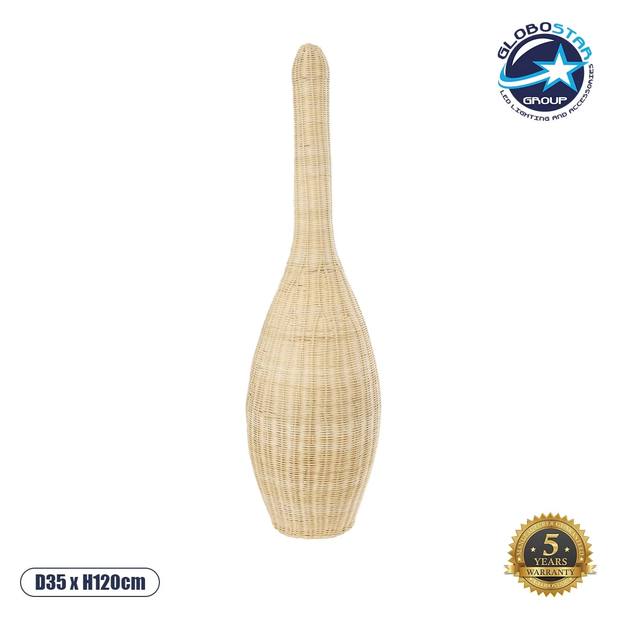 Φωτογραφία προϊόντος: GloboStar® PARADIS 01844 Boho Επιδαπέδιο Φωτιστικό Μονόφωτο 1 x E27 AC220-240V IP20 - Φ35 x Υ120cm - Μπεζ Ξύλινο Ρατάν Πλέγμα - 5 Χρόνια Εγγύηση