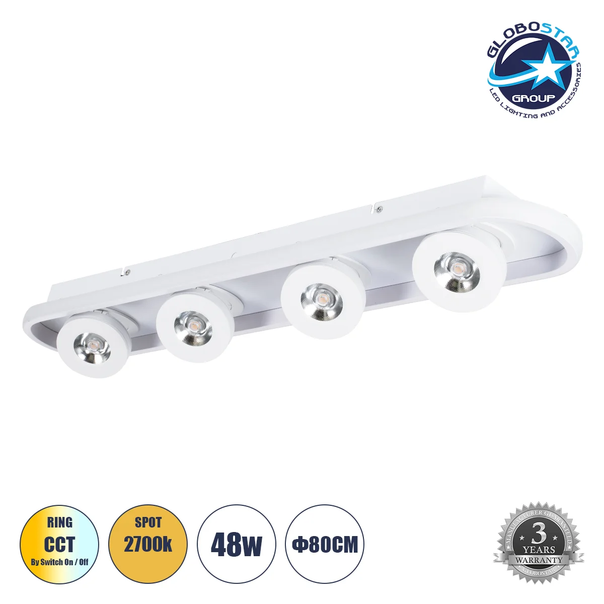 Φωτογραφία προϊόντος: GloboStar® NESPO 61215 Φωτιστικό Οροφής Linear Design LED CCT με Κινούμενα Σποτ LED Spot Downlight 48W 5376lm 360° + 45° AC 220-240V - Εναλλαγή Φωτισμού μέσω Διακόπτη On/Off All In