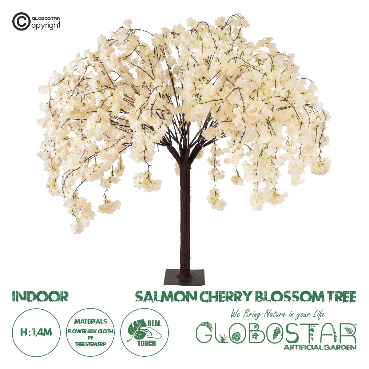 Φωτογραφία προϊόντος: GloboStar® Artificial Garden SALMON CHERRY BLOSSOM TREE 20358 Τεχνητό Διακοσμητικό Δέντρο Σομόν Άνθος Κερασιάς Υ140cm
