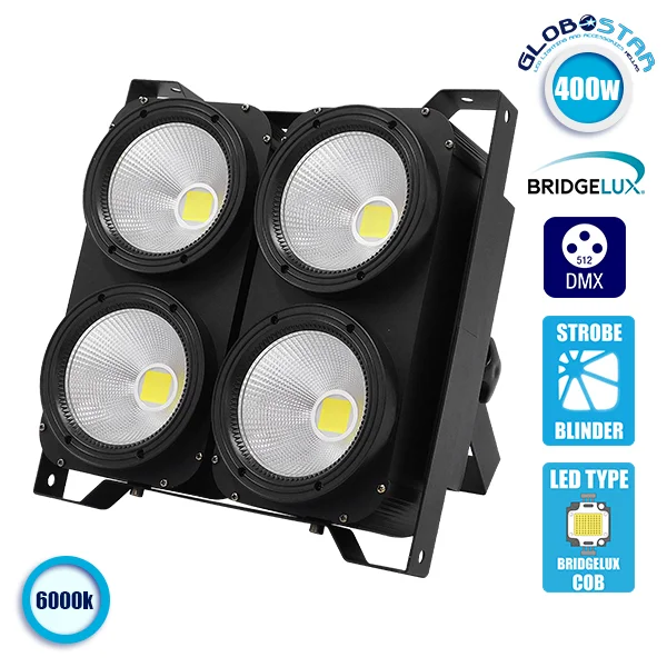 Φωτογραφία προϊόντος: GloboStar® Προβολέας LED COB DMX512 Strobe Blinder Matrix Light 400 Watt (4x100w) Ψυχρό Λευκό 6000k GloboStar 51161