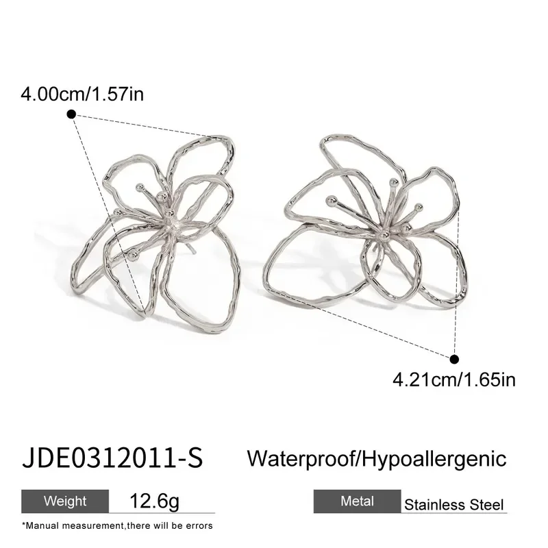 Φωτογραφία προϊόντος: Peach Jewelry Σκουλαρίκια Μοντέρνο Στυλ Λουλούδι Χρώμα Ασημί Από Ανοξείδωτο Ατσάλι 316 Με