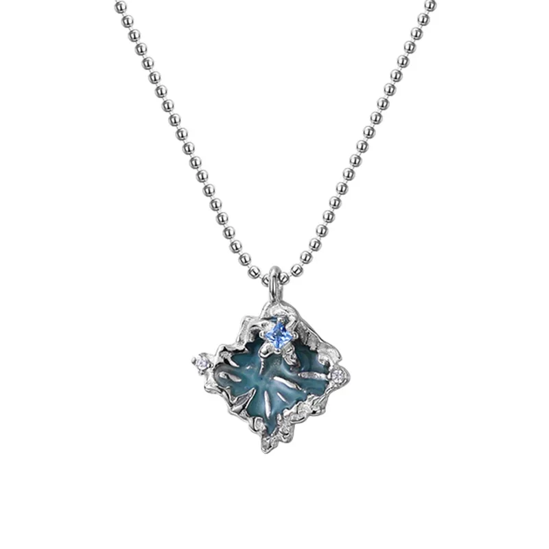 Φωτογραφία προϊόντος: Peach Jewelry Isabella Κολιέ Ασήμι 925 Ρόδιο Ρόμβος Aqua Με Τετράγωνα Ζιρκόνια Γαλάζια Και Λευκά