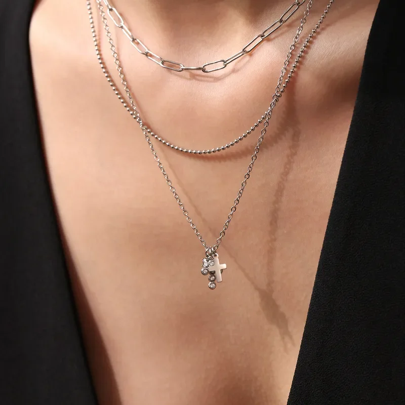 Φωτογραφία προϊόντος: Peach Jewelry Σταυρός Με Κρυσταλλάκια Διπλός Με Ματ Φινίρισμα Και Ζιρκόν Ανοξείδωτο Ατσάλι 316
