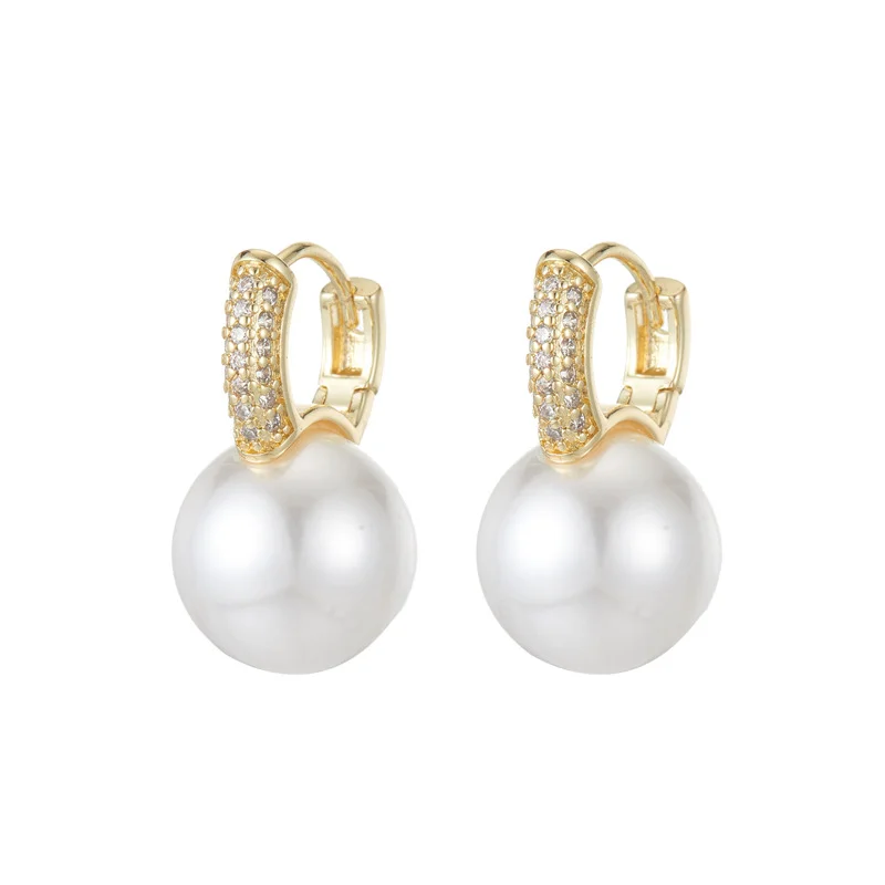 Φωτογραφία προϊόντος: Peach Jewelry Σκουλαρίκια Κρίκος Πέρλα Με Λευκά Ζιρκόν Ασήμι 925 Επιχρυσωμένο Symbol