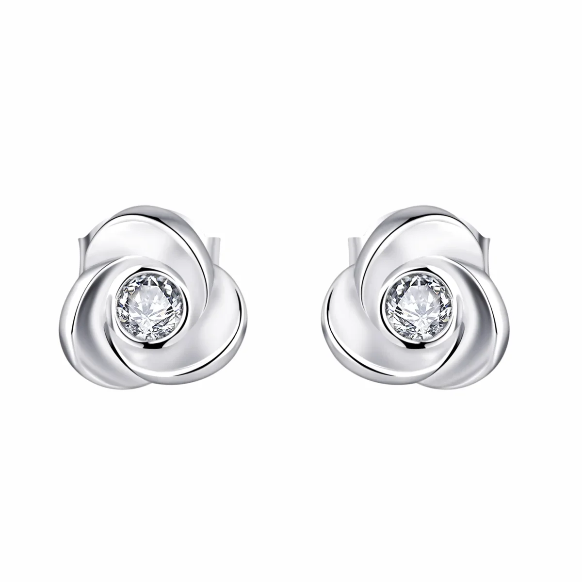 Φωτογραφία προϊόντος: Peach Jewelry Σκουλαρίκια Laura Ασήμι 925 Ρόδιο Τριαντάφυλλο Με Κρύσταλλο
