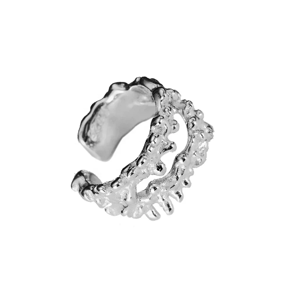 Φωτογραφία προϊόντος: Peach Jewelry Isabella Earcuffs Ασήμι 925 Ρόδιο Ανάγλυφα Διπλό Σχέδιο