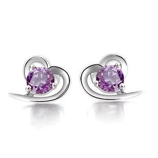 Φωτογραφία προϊόντος: Peach Jewelry Σκουλαρίκι Καρδιά Με Λιλά Ζιρκόν S Ασήμι 925 Symbol
