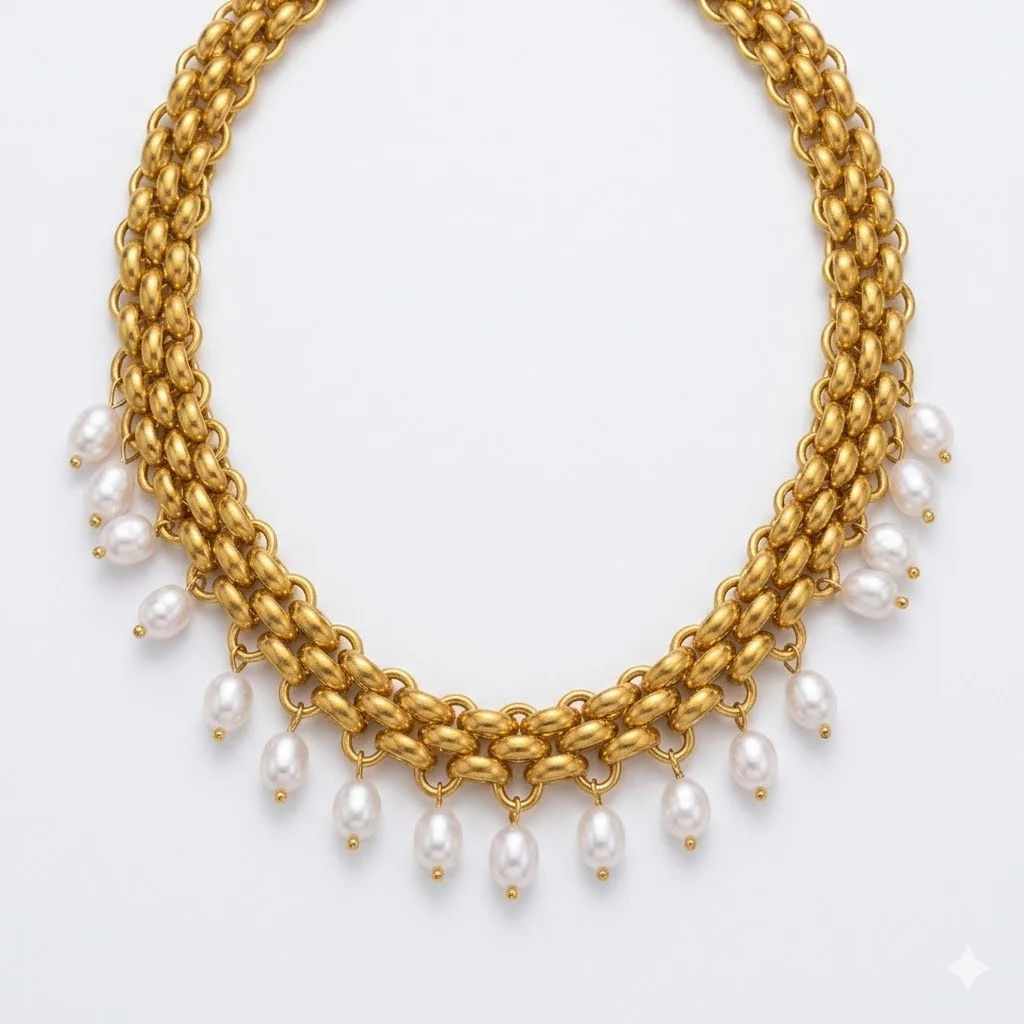 Φωτογραφία προϊόντος: Peach Jewelry Κολιέ Φαρδιά Αλυσίδα Σειρά Με Πέρλες Ανοξείδωτο Ατσάλι 316 Επιχρυσωμένο