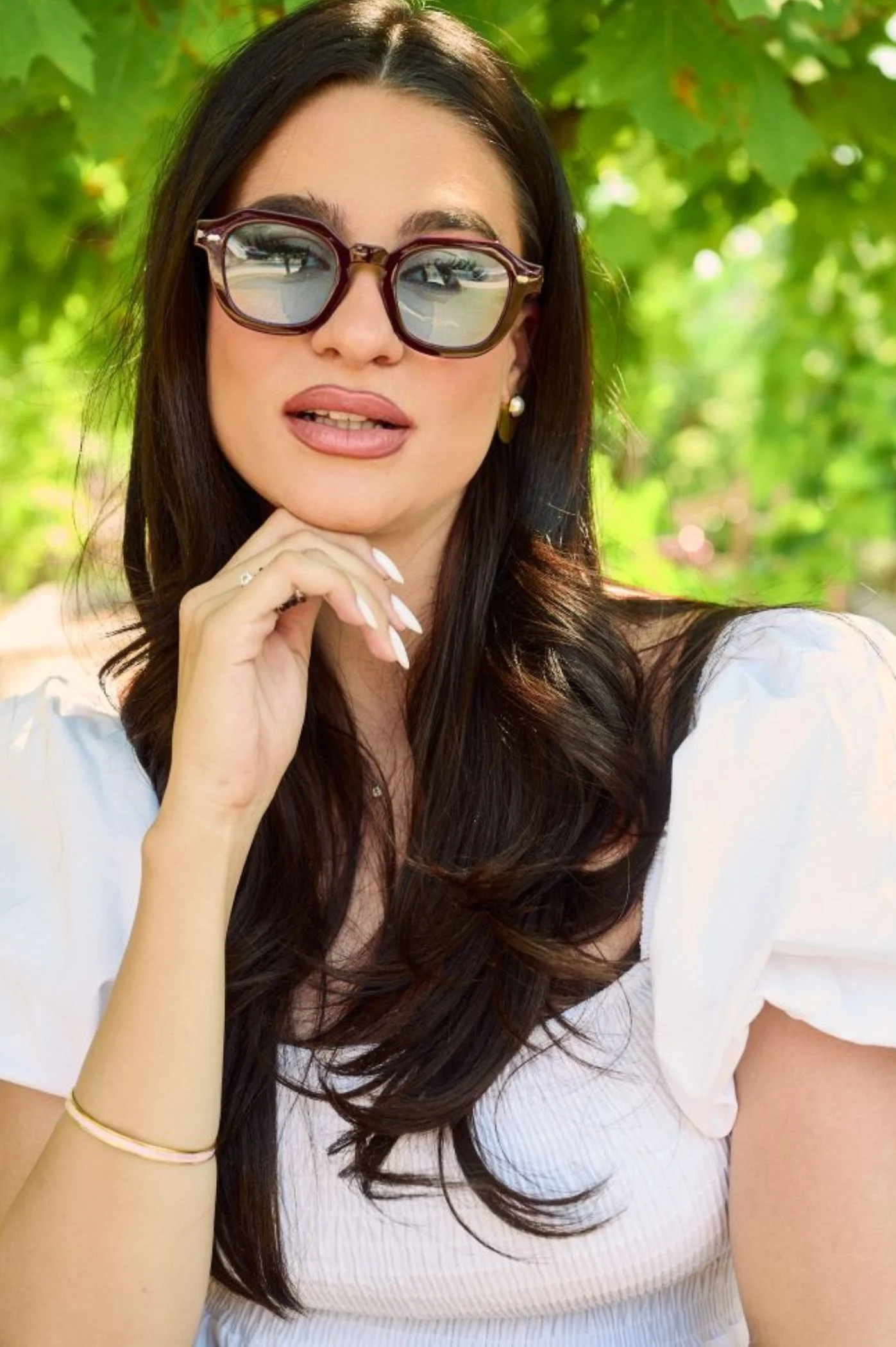 Φωτογραφία προϊόντος: Antithesis Clothing Γυαλιά Ηλίου Isabella Με Πολύγωνο Κοκκάλινο Σκελετό - Καφέ