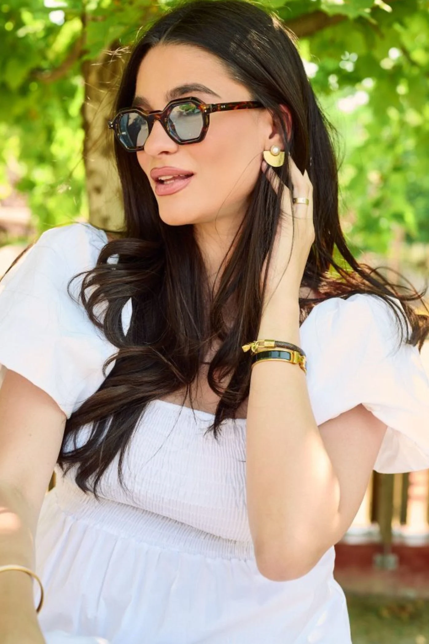 Φωτογραφία προϊόντος: Antithesis Clothing Γυαλιά Ηλίου Clara Με Πολύγωνο Κοκκάλινο Σκελετό Leopard Print - Ημιδιάφανο Μπλε