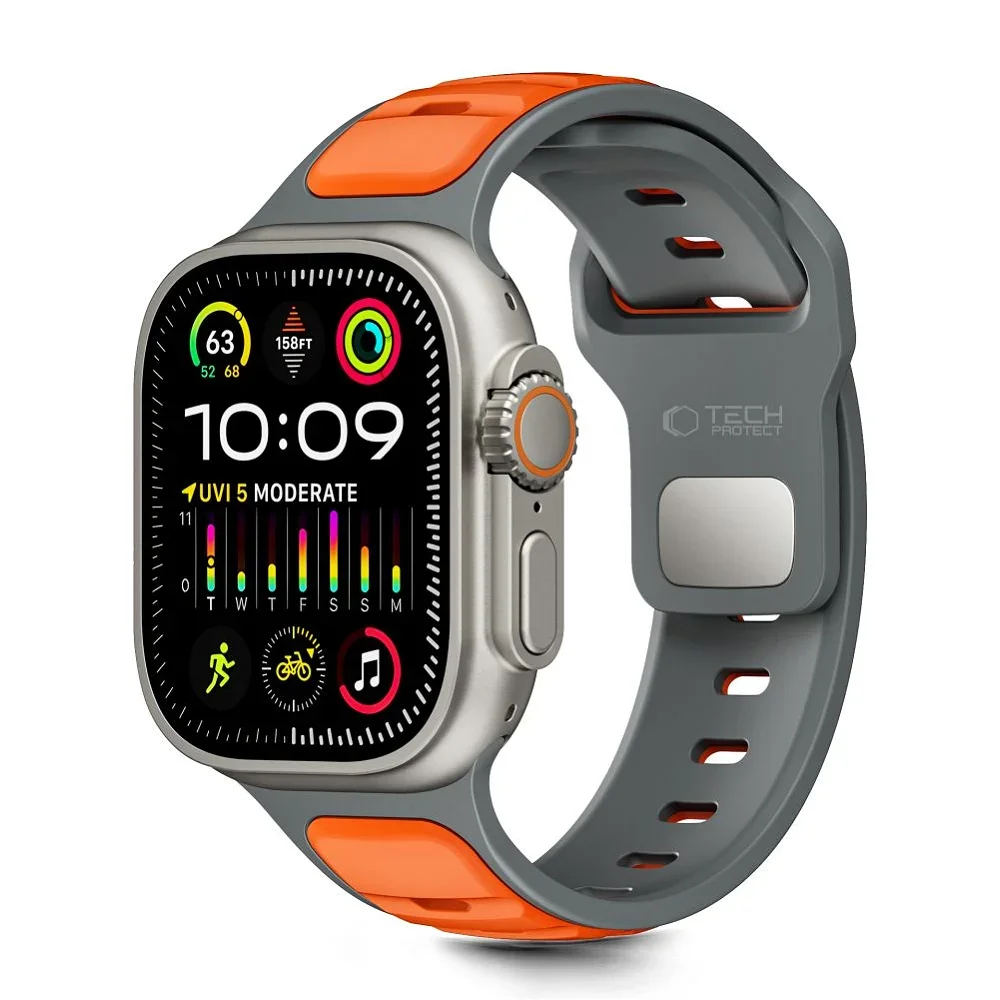 Φωτογραφία προϊόντος: Tech-Protect Λουράκι Iconband Line Apple Watch 8 / 9 / 10 / 11 / SE / Ultra (44 / 45 / 46 / 49 mm) Grey Orange