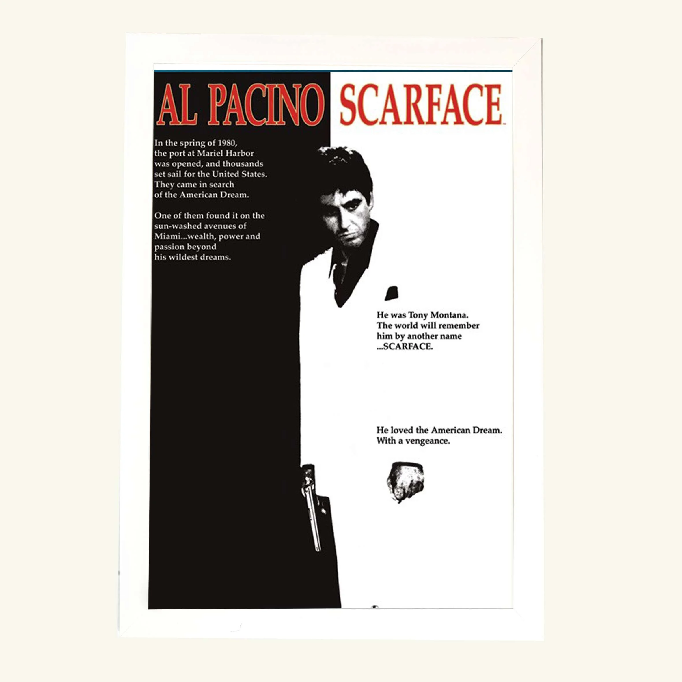 Φωτογραφία προϊόντος: HOPER Αφίσα Al Pacino Scarface 61x91,5εκ Κορνίζα Ξύλινη Σε 10 Χρώματα Με Ακρυλικό Τζάμι Άθραυστο K1041+PP30091#09