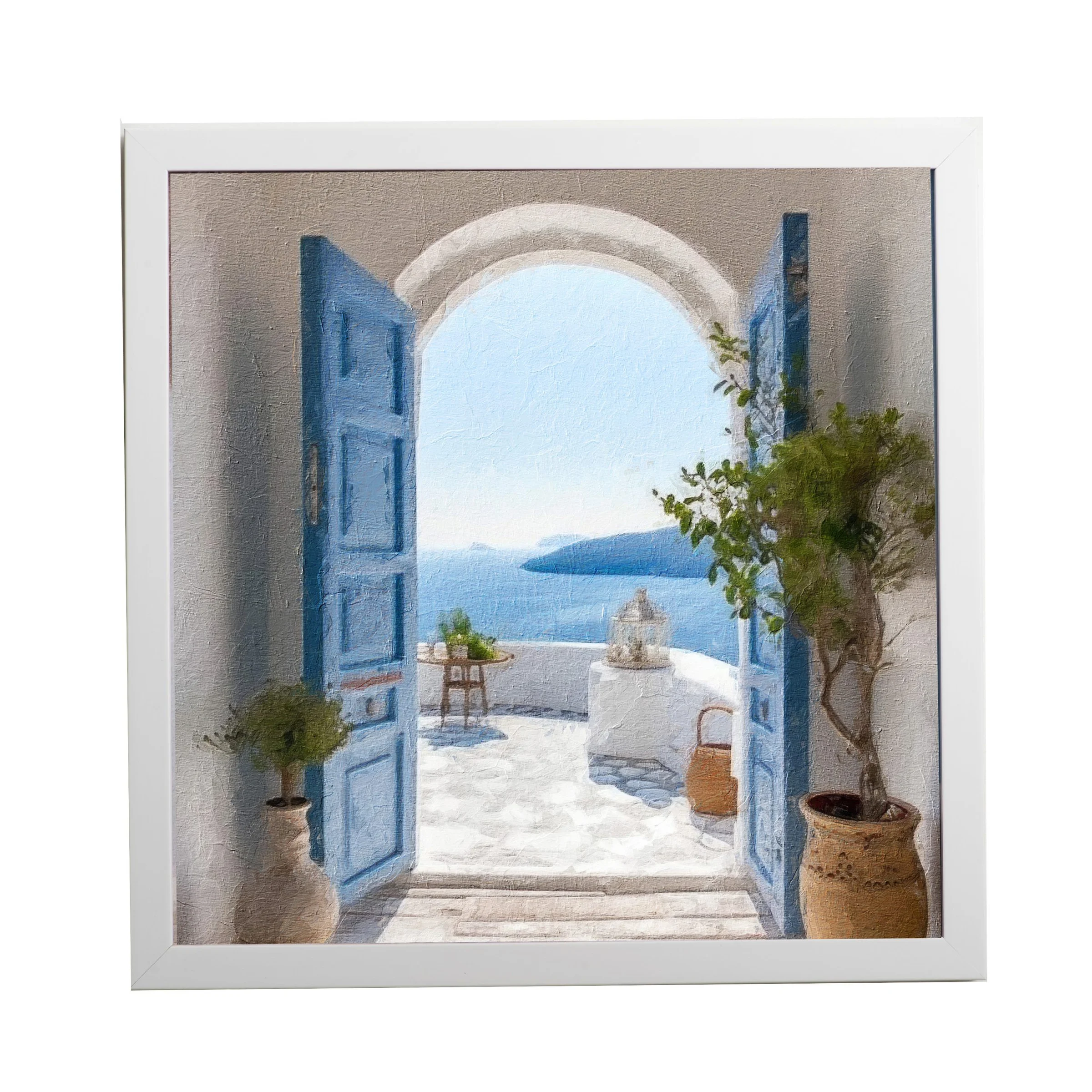 Φωτογραφία προϊόντος: HOPER Θέμα (island 3 ) 1 Κάδρο 37x37cm κορνίζα ξύλινη χρώμα λευκό θέμα με πλαστικοποίηση (Κ 2033/3+3 island)