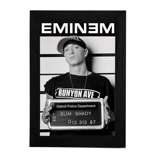 Φωτογραφία προϊόντος: HOPER Αφίσα Eminem Mugshot 40x60 εκ Κορνίζα Ξύλινη Χρώμα Μαύρο η αφίσα ειναι με πλαστικοποίηση ματ K29-69