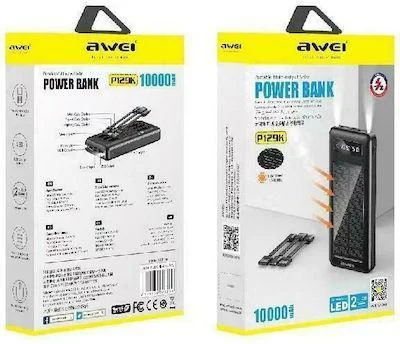 Φωτογραφία προϊόντος: Awei P129K Ηλιακό Power Bank 10000mAh με 2 Θύρες USB-A Μαύρο