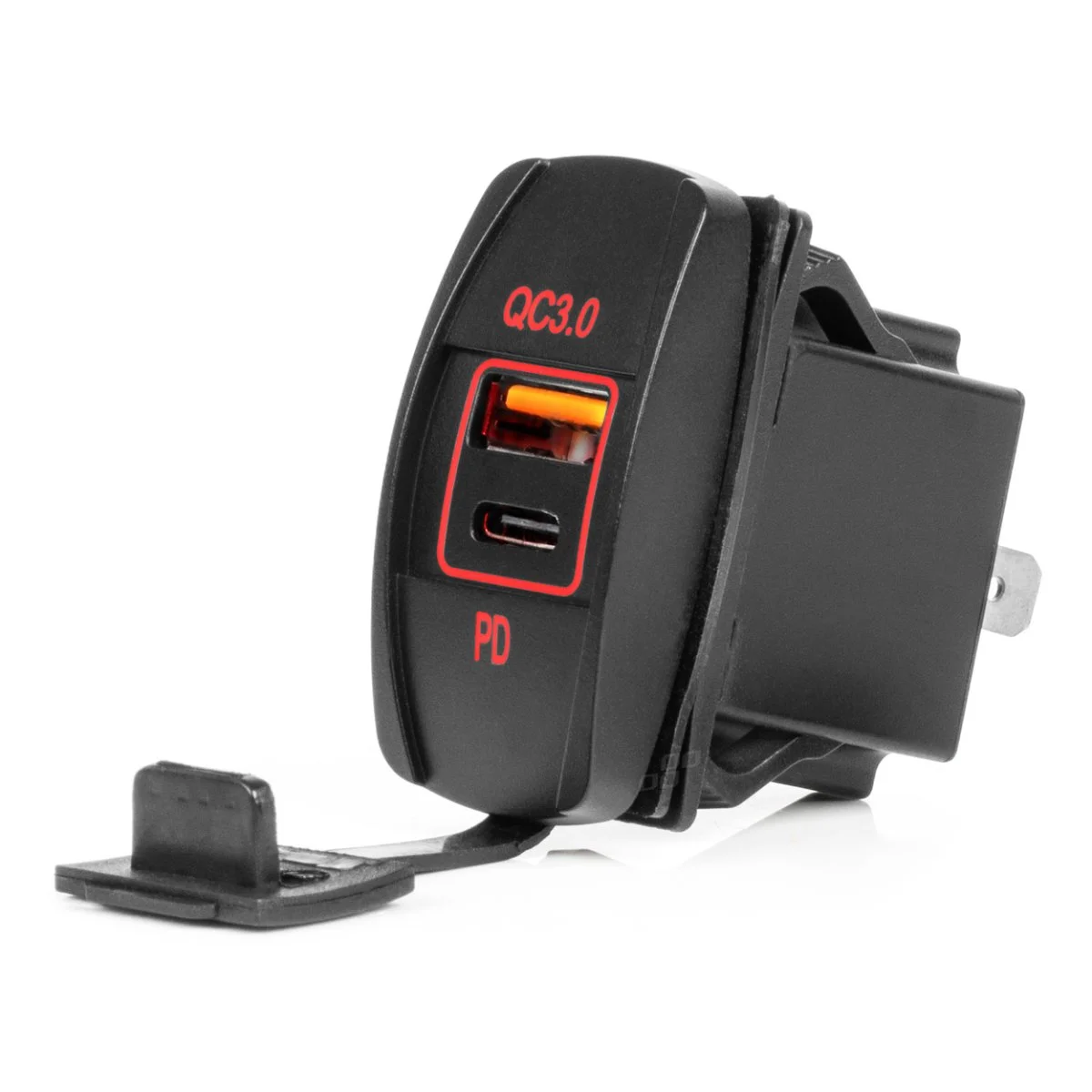 Φωτογραφία προϊόντος: AMIO ΠΡΙΖΑ ΜΕ 2 ΘΥΡΕΣ-USB & USB-C ΚΑΙ ΚΑΠΑΚΙ 12/24V QUICK CHARGE 3.0 ΑΔΙΑΒΡΟΧΗ ΜΑΚΡΟΣΤΕΝΟ ΣΧΗΜΑ ΜΑΥΡΗ AMIO - 1 Τεμ. 04229/AM