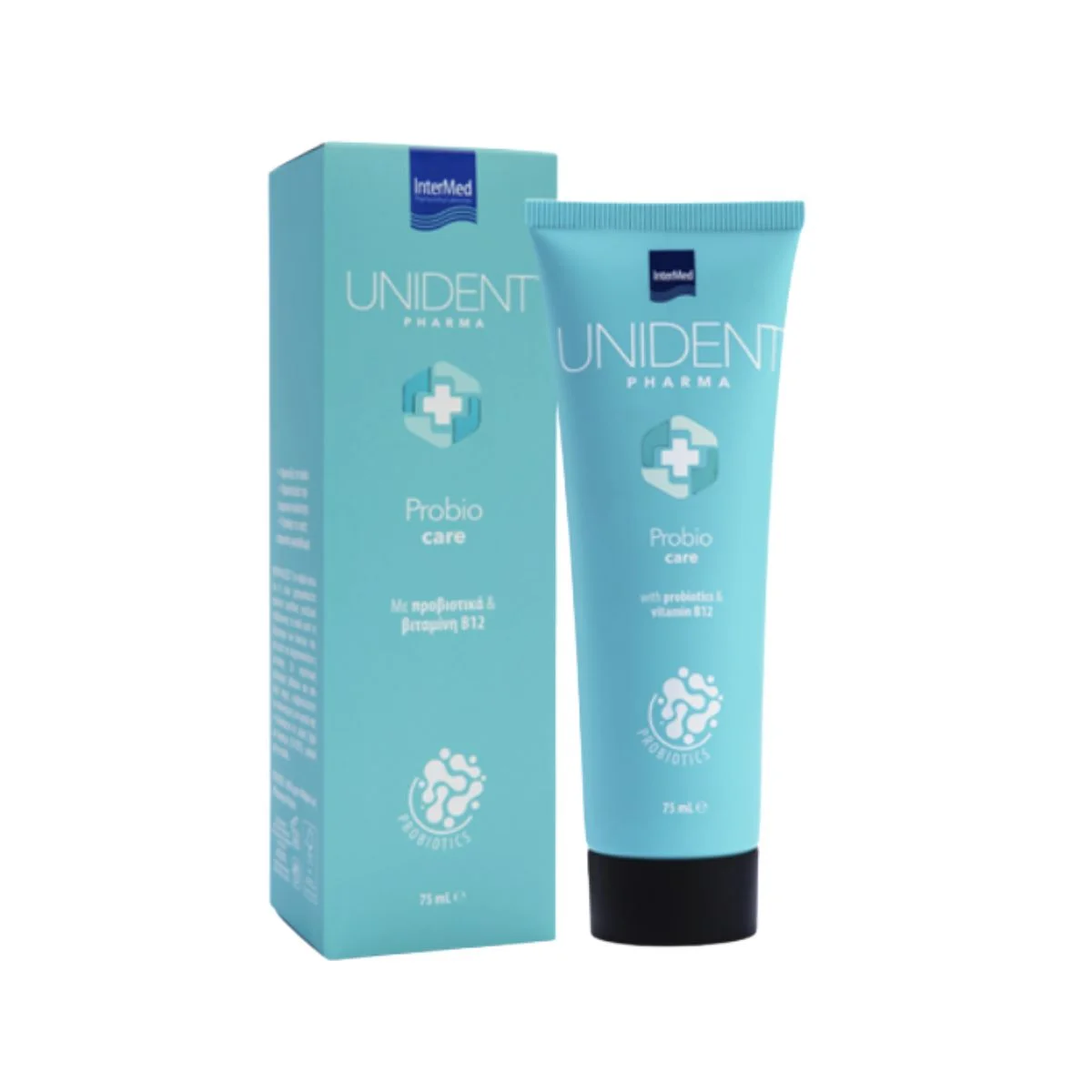 Φωτογραφία προϊόντος: Intermed,Intermed Oral Care Adults Intermed Unident Pharma Probio Care Οδοντόκρεμα με Προβιοτικά & Βιταμίνη Β12 75ml