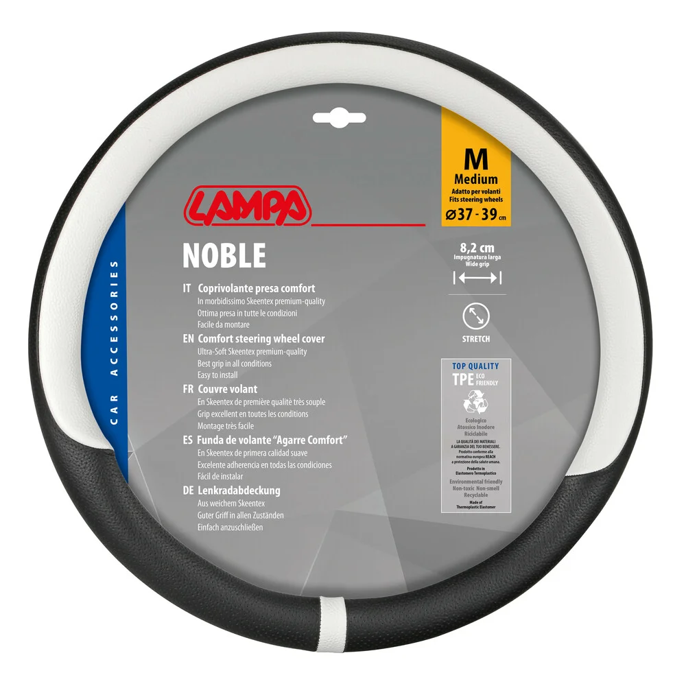 Φωτογραφία προϊόντος: Lampa ΚΑΛΥΜΜΑ ΤΙΜΟΝΙΟΥ NOBLE (M) 37/39cm ΜΑΥΡΟ/ΛΕΥΚΟ ΟΙΚΟΛΟΓΙΚΟ ΔΕΡΜΑ ΑΟΣΜΟ (ΠΑΧΟΣ 8,2cm) LAMPA L3290.0