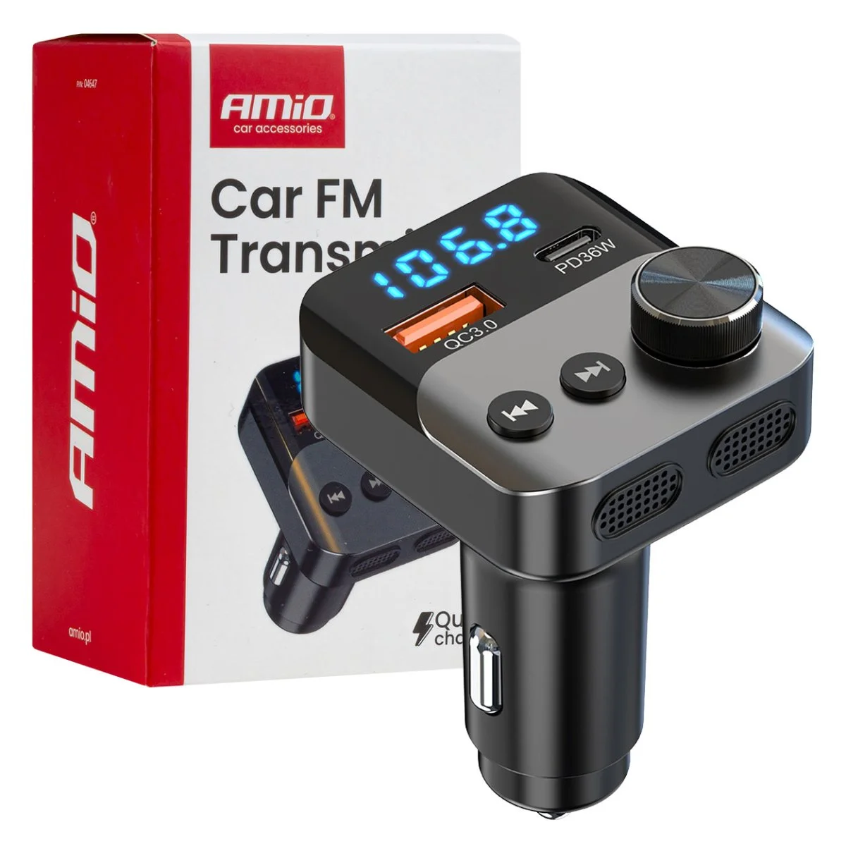Φωτογραφία προϊόντος: AMIO Amio - FM Transmitter Αναπτήρα τύπου FMT01 τάση λειτουργίας για Επιβατικά Αυτοκίνητα και Φορτηγά με 1xUSB Type-A και 1xUSB Type-C για Επιβατικά Αυτοκίνητα και Φορτηγά - 1 τεμ.