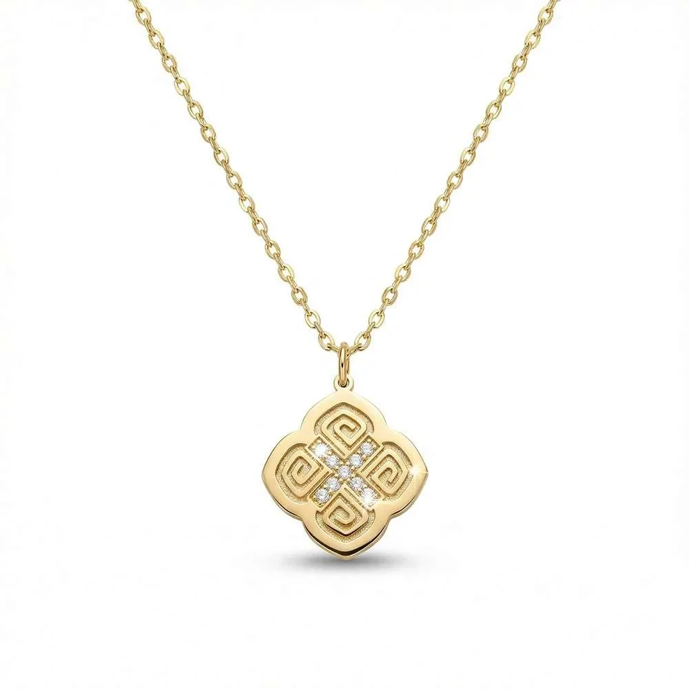 Φωτογραφία προϊόντος: OEM Χρυσό κρεμαστό cross clover