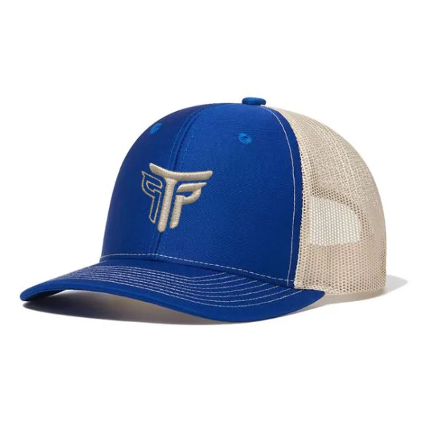 Φωτογραφία προϊόντος: Καπέλο Jockey Trucker Logo Takeposition, χρώμα Μπλε Royal/ Εκρού, 6 Panel Unisex Μαύρο 56-58cm