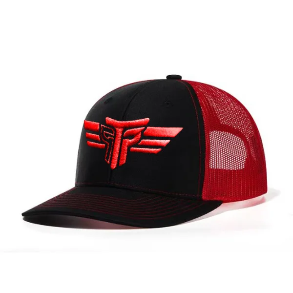 Φωτογραφία προϊόντος: Καπέλο Jockey Trucker 3D Κέντημα Logo Takeposition, χρώμα Μαύρο/ Κόκκινο, 6 Panel Unisex Μαύρο 56-58cm