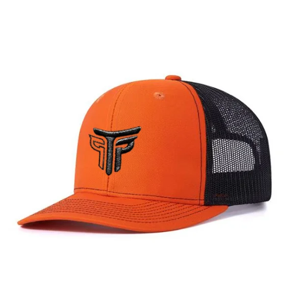 Φωτογραφία προϊόντος: Καπέλο Jockey Trucker Logo Takeposition, χρώμα Πορτοκαλί/ Μαύρο, 6 Panel Unisex Μαύρο 56-58cm