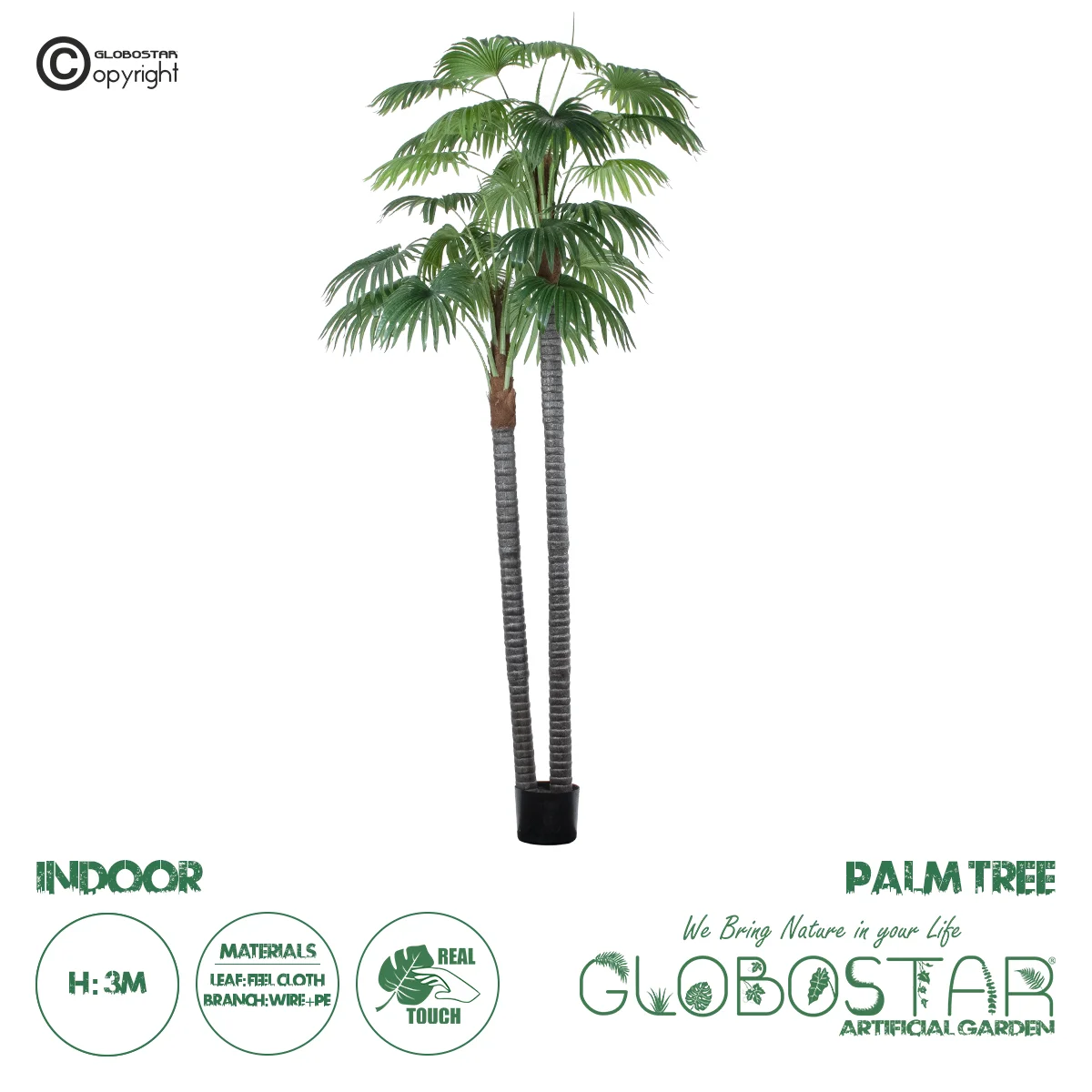 Φωτογραφία προϊόντος: GloboStar® Artificial Garden PALM TREE 20086 Τεχνητό Διακοσμητικό Φυτό Φοινικόδεντρο Βεντάλια Υ300cm