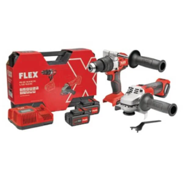 Φωτογραφία προϊόντος: FLEX 516198 Σετ Δραπανοκατσάβιδο Κρουστικό Και Γωνιακός Τροχός 125mm Με 2x5Ah Μπαταρίες Και Βαλίτσα