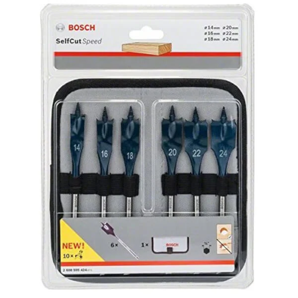 Φωτογραφία προϊόντος: BOSCH 2608595424 Τρυπάνια Ξύλου Φτερού 14/16/18/20/22/24 mm Self Cut Speed Σετ 6τμχ