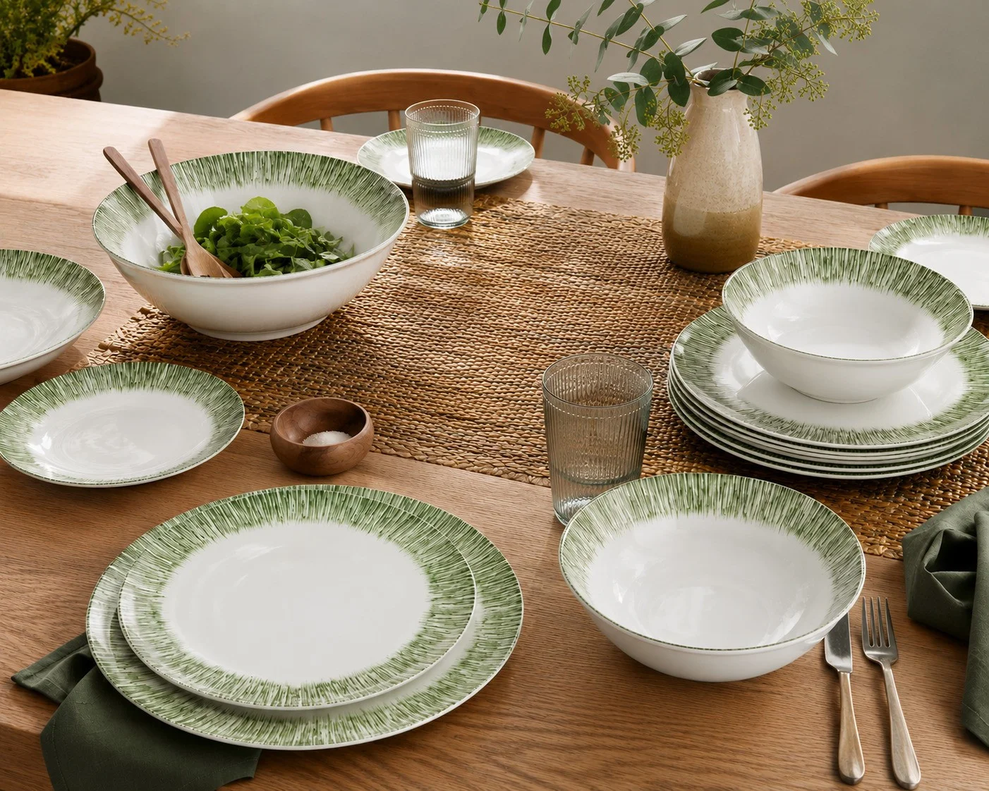 Φωτογραφία προϊόντος: HOME FASHION ACCESSORIES HFA Σερβίτσιο Φαγητού Πορσελάνης Shine Green 20τμχ