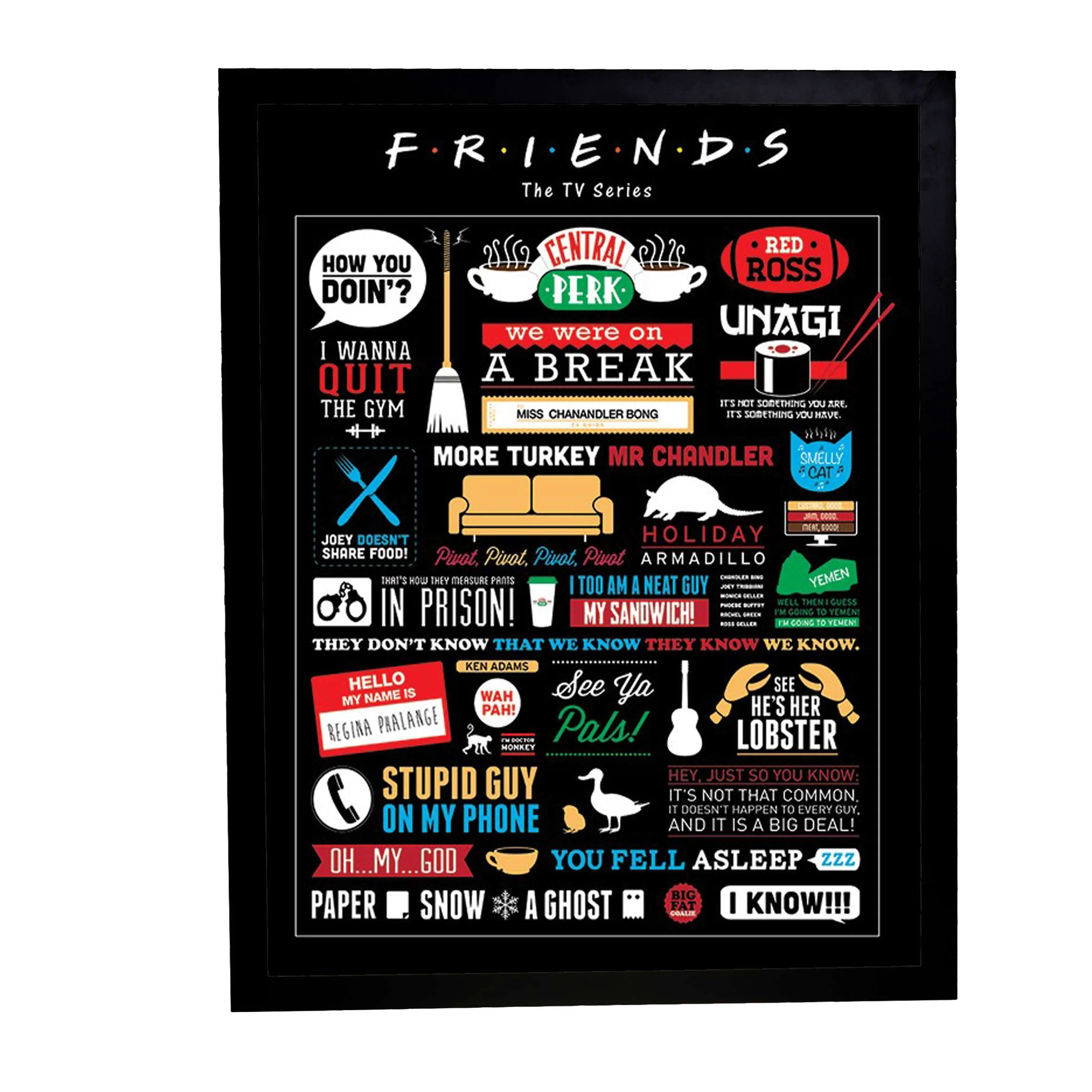 Φωτογραφία προϊόντος: HOPER Αφίσα Friends Infographic 40x50εκ Κορνίζα Ξύλινη Χρώμα Μαύρο Με Τζάμι MAT K1041-69