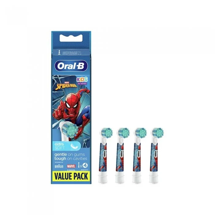 Φωτογραφία προϊόντος: BRAUN Oral-B Kids Electric Toothbrush Replacement Heads for 3+ 4pcs Spiderman (81770380) (BRA81770380)