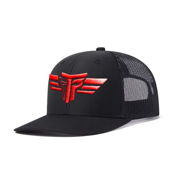 Φωτογραφία προϊόντος: Καπέλο Jockey Trucker 3D Κέντημα Logo Κόκκινο Takeposition, χρώμα Μαύρο, 6 Panel Unisex Μαύρο 56-58cm