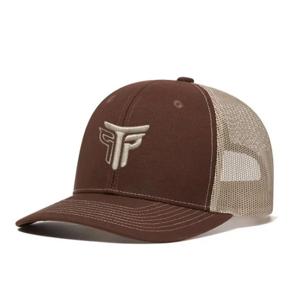 Φωτογραφία προϊόντος: Καπέλο Jockey Trucker Logo Takeposition, χρώμα Καφέ/ Μπεζ, 6 Panel Unisex Μαύρο 56-58cm
