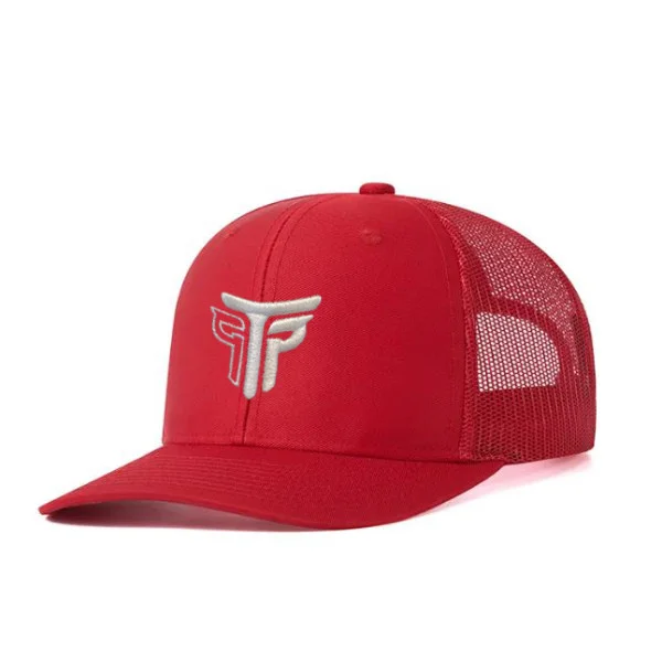 Φωτογραφία προϊόντος: Καπέλο Jockey Trucker Logo λευκό Takeposition, χρώμα Κόκκινο, 6 Panel Unisex Μαύρο 56-58cm