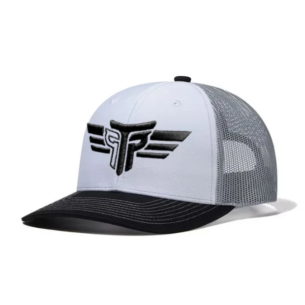 Φωτογραφία προϊόντος: Καπέλο Jockey Trucker 3D Κέντημα Logo Μαύρο Takeposition, χρώμα Λευκό/ Μαύρο και Γκρι, 6 Panel Unisex Μαύρο 56-58cm