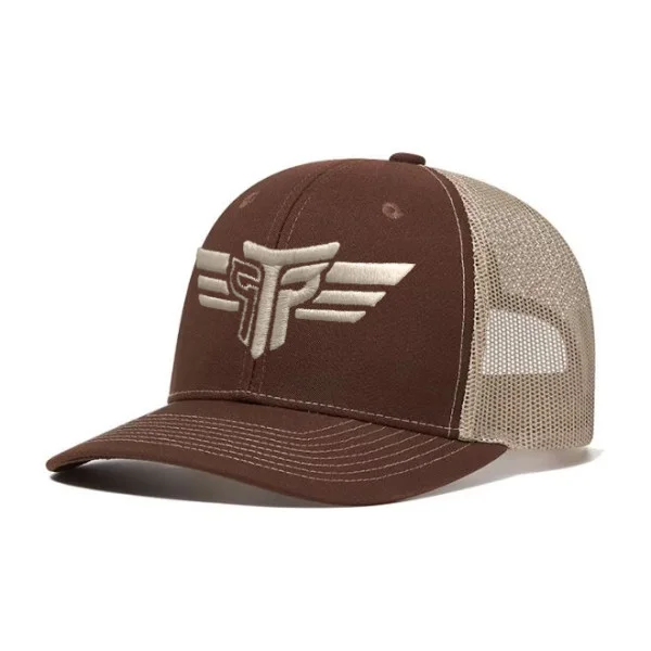 Φωτογραφία προϊόντος: Καπέλο Jockey Trucker 3D ΚΕΝΤΗΜΑ Logo Takeposition, χρώμα Καφέ/ Μπεζ, 6 Panel Unisex Μαύρο 56-58cm