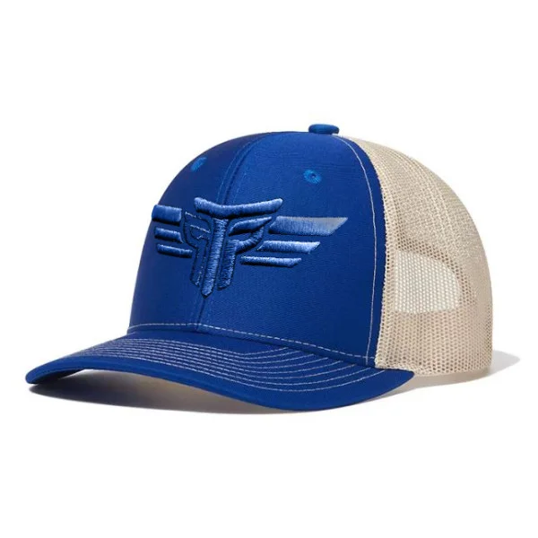 Φωτογραφία προϊόντος: Καπέλο 3D KENTHMA Jockey Trucker Logo Takeposition, χρώμα Μπλε Royal/ Εκρού, 6 Panel Unisex Μαύρο 56-58cm